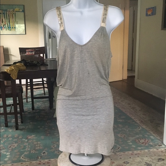 Gray stretchy dress or top with Shell  straps
