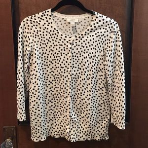 Ann Taylor LOFT Polka Dot 3/4 Sleeve Cardigan