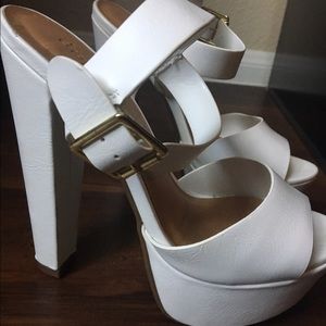White chunky heels