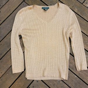 Lauren Ralph Lauren Silk Gold Metallic Sweater