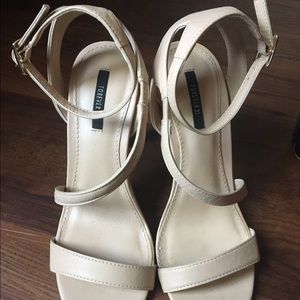 Forever 21 short strappy tan heels