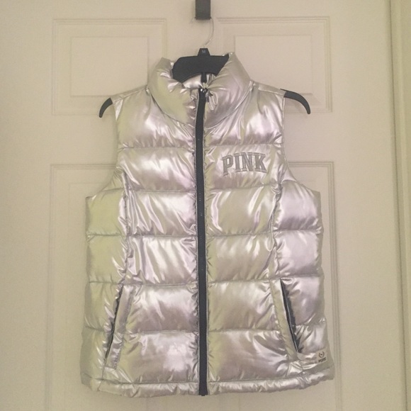 Silver puffy vest from VS Pink