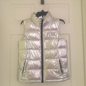 Silver puffy vest from VS Pink