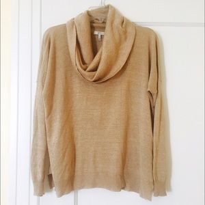 Joie Gold Shimmer Cowl Neck Sweater