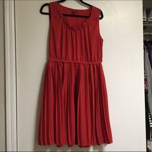 Merona Red Pleated & Ruffled Dress