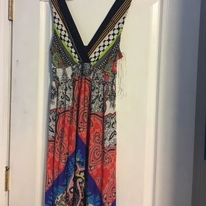 Mediterranean patterned maxi dress