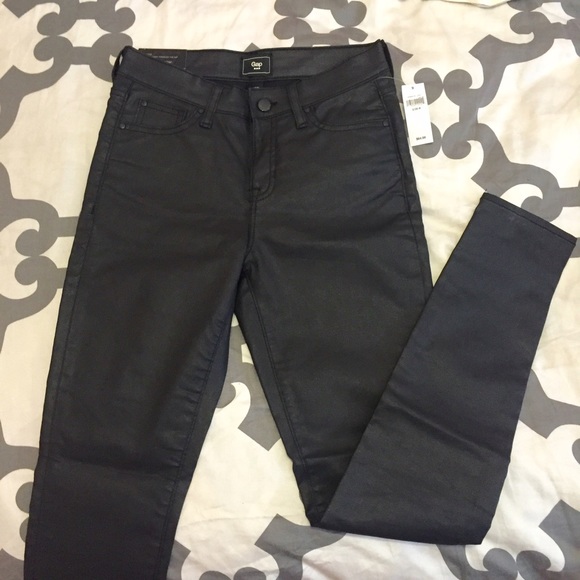 Black leather legging pants
