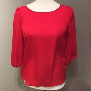 Lauren Conrad red blouse with crochet back XS