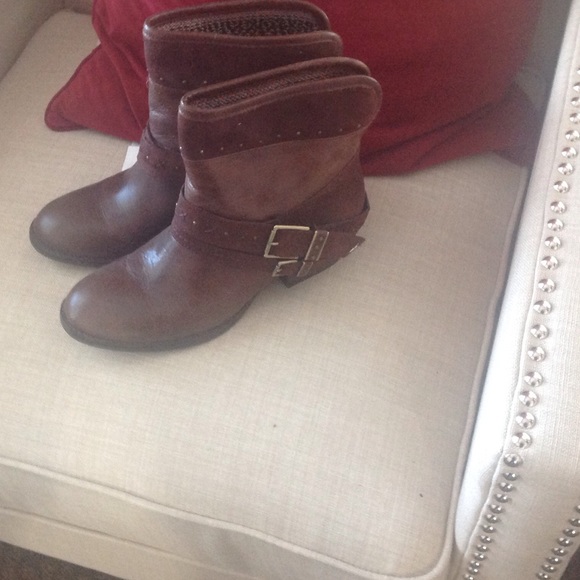 Brown leather boots