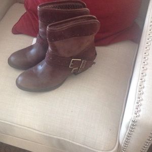 Brown leather boots
