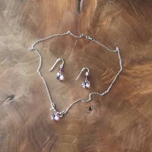 Crystal necklace and earrings set
