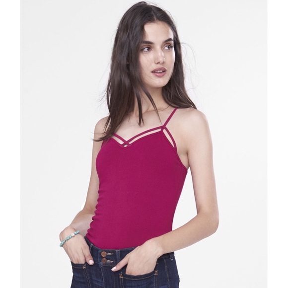 Dark pink strappy front cami