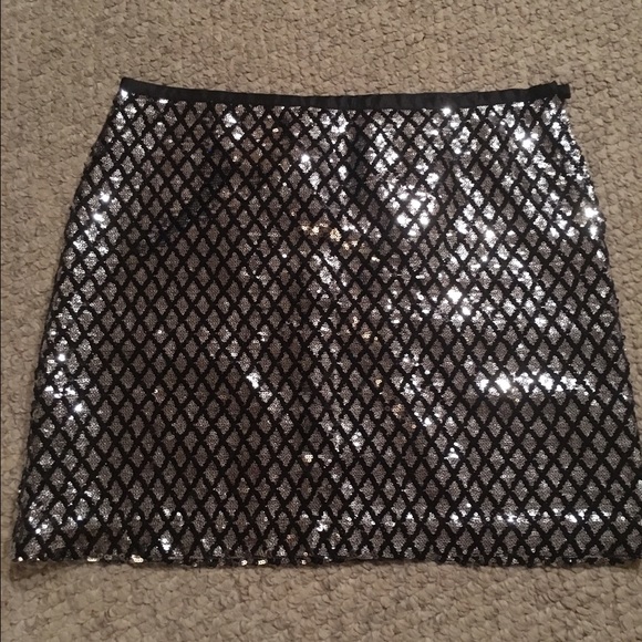 Sequined silver/black mini skirt