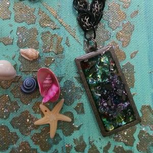 Sparkly resin pendant necklace handmade