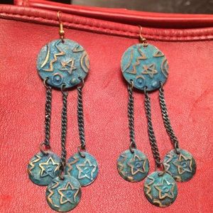 ♦️ 2/24$ Stamped oxidized sun, star & moon earrings