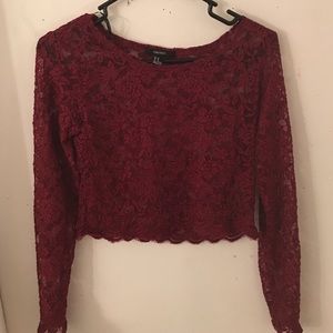 Burgundy floral crop top