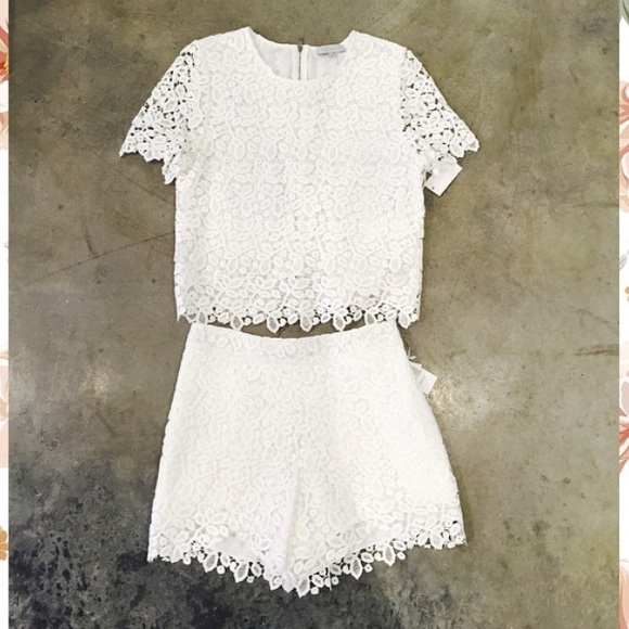 Matching Lace Shirt & Short Set