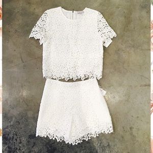 Matching Lace Shirt & Short Set