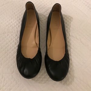 Black leather J Crew Italian made ballet flats