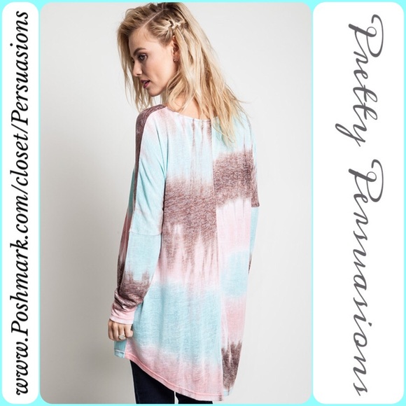 NWT Mint Tie Dyed Long Sleeve Relaxed Top - Picture 3 of 4