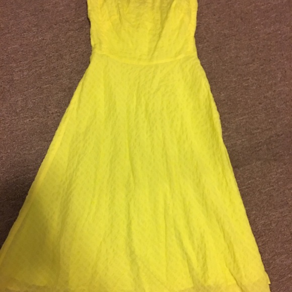 Yellow J Crew strapless A line dress . Size 0
