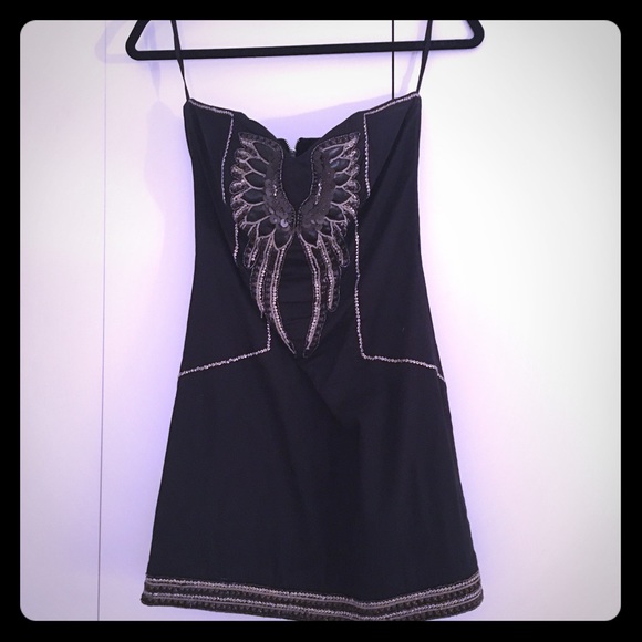 French Connection Black detailed mini dress
