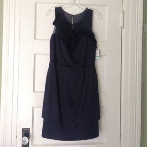 Cute LBD in navy with single ribbon detail