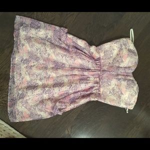Strapless mini silk dress