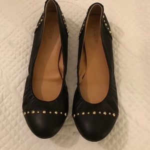 Jcrew Black Italian made leather ballet flats