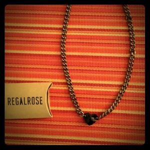 Regal Rose gunmetal and black crystal heart choker