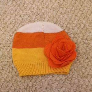 NWOT Candy Corn Fall Baby Beanie Hat, 0-6 Months.