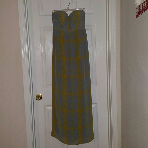 Long strapless silk dress