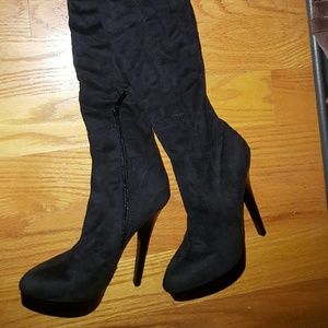Bebe over the knee black faux sued boots