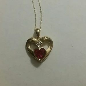 10k gold and gemstone necklace, ruby & diamond?