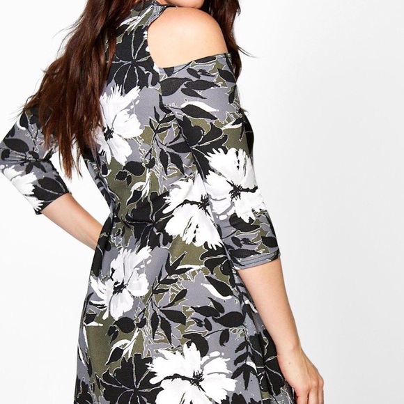 Graphic open shoulder dress- nwot - Picture 2 of 3