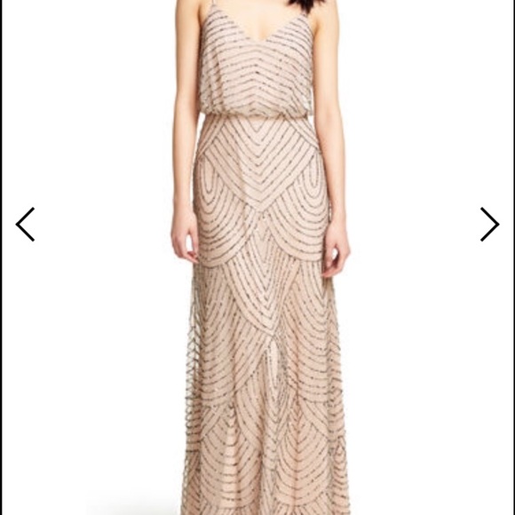 Adrianna Papell Art Deco Beaded Blouson Gown