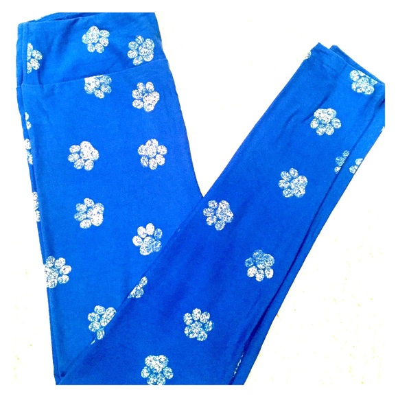 🦄 Lularoe Blue & White Pawprint OS Leggings 🦄
