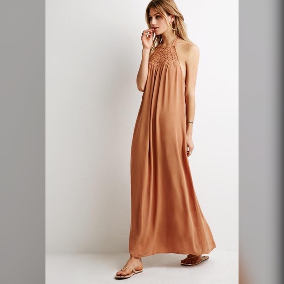 SOLD Crocheted Forever 21 halter maxi dress
