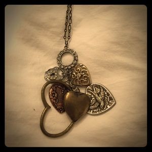 Long hearts charm necklace