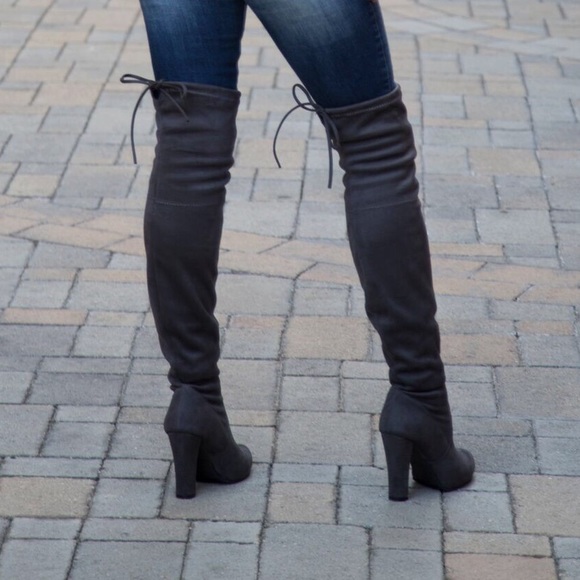 LAST ONE Grey Thigh High/ over the knee boots - Picture 4 of 4