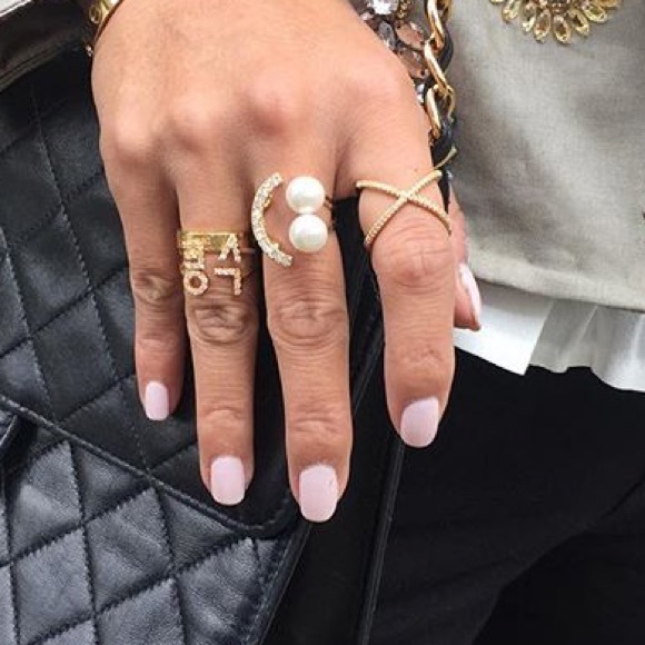 Gold Pave X Ring - Picture 4 of 4