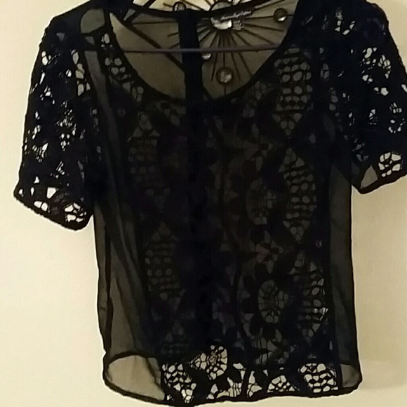 Adorable sheer and crochet lace top