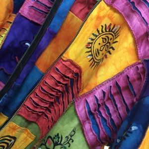 multicolored zip up hoodie