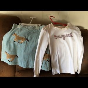 Gymboree 2 piece shirt and skirt set.