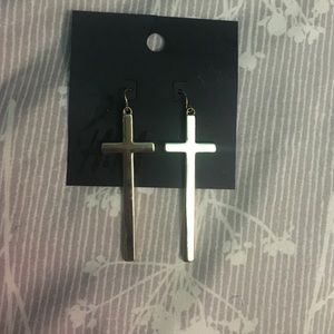Gold cross earrings