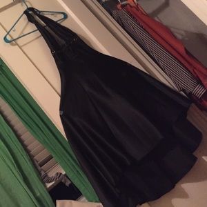 Back less black halter dress