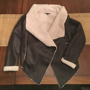 Vegan leather and shearling jacket