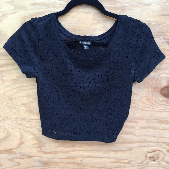 Express black lace crop top