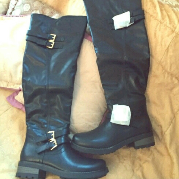 Black knee high boots