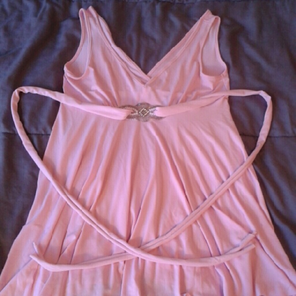 Pink  v neck shirt with wrap around belt